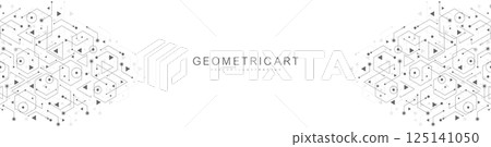 Health care abstract background with hexagons, lines and dots. Medical innovation banner template concept. Biology and pharmaceutical technology background. Vector illustration. 125141050