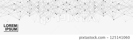 Global network connection website header or banner design. Abstract background with connecting dots and lines. Global business. Social network communication. Internet technology. Vector illustration 125141060