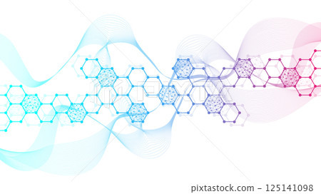 Modern health care abstract background with lines, dots and hexagons. Medical innovation banner template concept. Wave flow. Vector illustration. 125141098