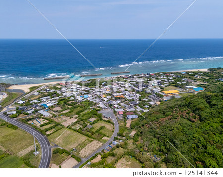 Aerial view of Sani village, Amami Oshima 125141344