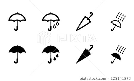 雨傘和雨圖像的圖標插圖集 雨傘和雨圖像的圖標插圖集 125141873