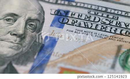 CloseUp of a 100 Bill Currency Detail and Design CloseUp of a 100 Bill Currency Detail and Design 125141923