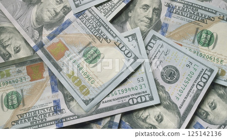 A valuable collection of US Hundred Dollar Bills, representing significant wealth 125142136