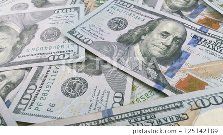 Detailed CloseUp of American Dollar Bills in Different Denominations and Variations 125142189