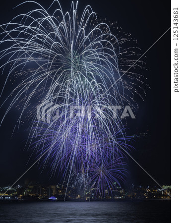 夜空中的大型煙花 125143681