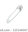 Closed safety pin watercolor illustration isolated on white. Hand drawn sewing accessories, graphic element for design. 125144047