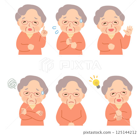 Elderly woman, facial expression pose, senior, elderly, late elderly Elderly woman, facial expression pose, senior, elderly, late elderly 125144212
