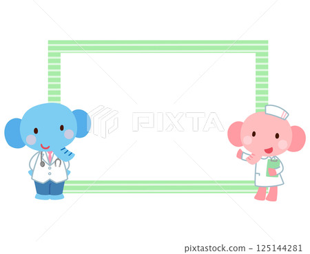 Cute elephant doctor copy space announcement speech bubble Cute elephant doctor copy space announcement speech bubble 125144281