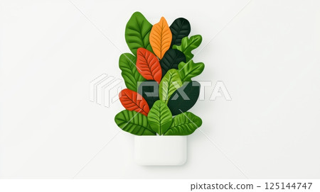 Vibrant leaves in a modern planter 125144747