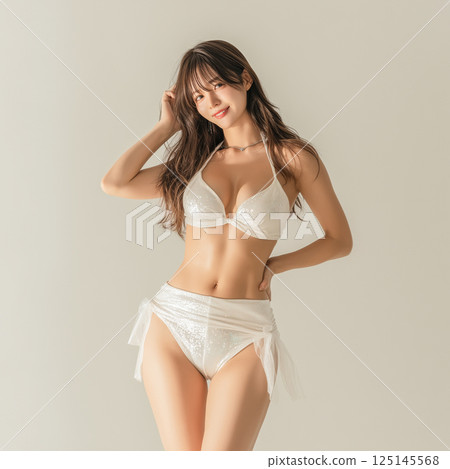 Woman in swimsuit studio shot 125145568