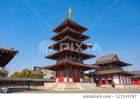 Shitennoji Temple, Five-story Pagoda and Main Hall, Tennoji Ward, Osaka City 125145767