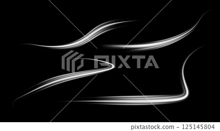 A Collection of Elegant Abstract Lines Set Against a Deep Black Background, Merging Aesthetics and Style 125145804