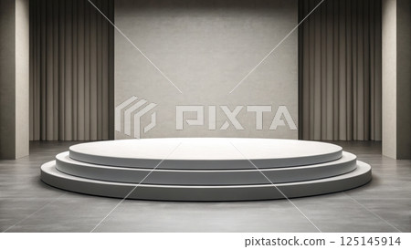 podium concept, Empty stage with gray backdrop and circular platform 125145914
