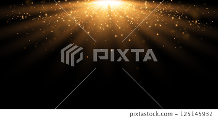 Radiant and Shimmering Golden Light with Sparkling Effects against a Dark Background Creating a Stunning Visual 125145932