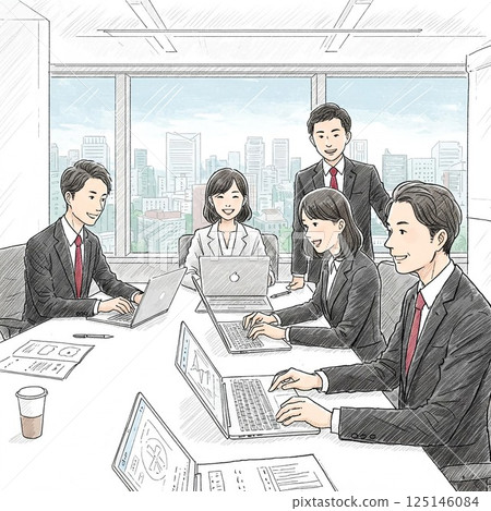 Meeting room: Lively discussion (smiles) 125146084