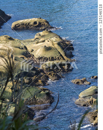 Yehliu Scenic Area, Taiwan: A rocky coast dotted with "candlestick stones" and pot holes / Yehliu, Taiwan 125146518