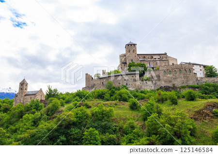 View of Valere Basilica in Sion, Switzerland 125146584