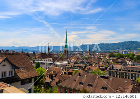 Aerial view of the old town of Zurich, Switzerland Aerial view of the old town of Zurich, Switzerland 125146601