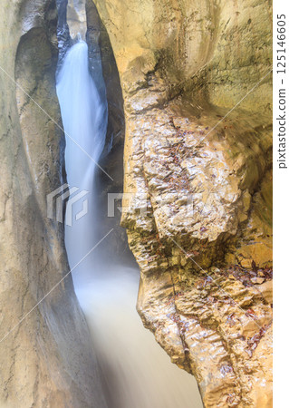 Trummelbach Falls are a series of ten glacier-fed waterfalls inside the mountain in Lauterbrunnen, Switzerland 125146605