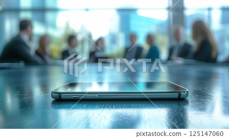 Conference room table with smartphone 125147060