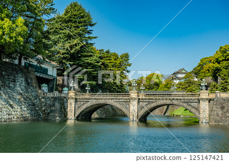 The Imperial Palace Nijubashi Bridge on a clear day 125147421