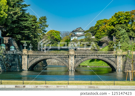 晴朗的日子裡的皇居二重橋 125147423
