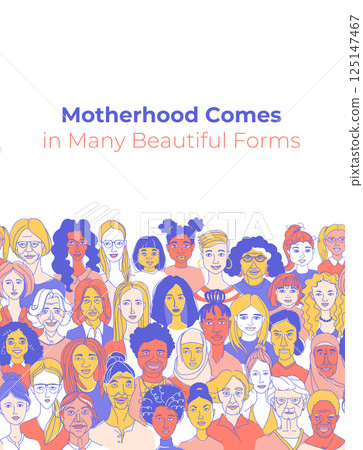 Doodle Portraits of Diverse Women. Mothers Day Greeting Card Doodle Portraits of Diverse Women. Mothers Day Greeting Card 125147467