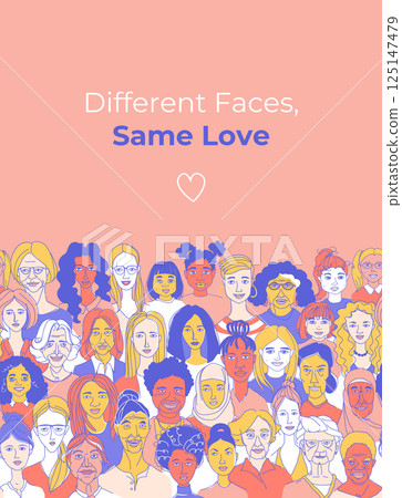 Doodle Portraits of Diverse Women. Mothers Day Greeting Card 125147479