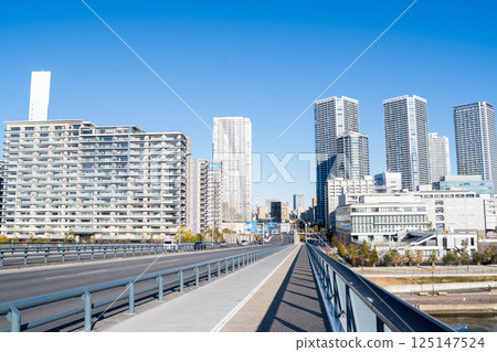 [豐洲大橋]清晨的橋樑與城市景觀 125147524