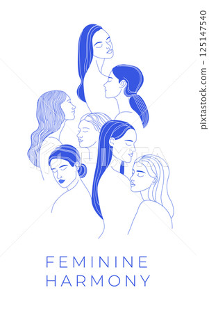 Minimalist Female Portraits Abstract Serenity in Line Art 125147540