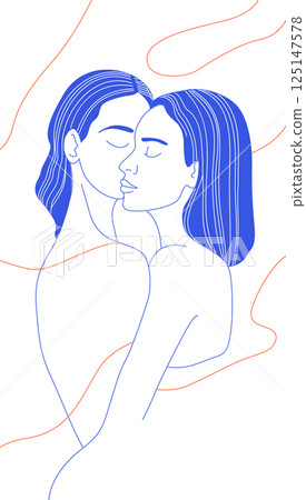 Minimalist Portrait of a Serene Woman Modern Line Art 125147578