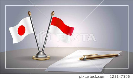 Small national flag of Japan and Monaco flag Relation, Template Vector Illustration 125147596
