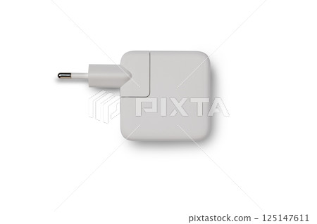 Usb wall charger plug for laptop isolated on white background 125147611