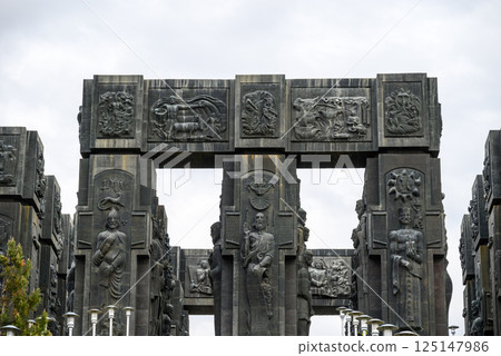Chronicle of Georgia monument recording the history of Georgia by sculptor Zurab Tsereteli in Tbilisi, Georgia Chronicle of Georgia monument recording the history of Georgia by sculptor Zurab Tsereteli in Tbilisi, Georgia 125147986