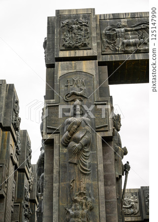 Chronicle of Georgia monument recording the history of Georgia by sculptor Zurab Tsereteli in Tbilisi, Georgia 125147990