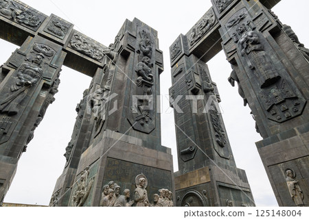 Chronicle of Georgia monument recording the history of Georgia by sculptor Zurab Tsereteli in Tbilisi, Georgia Chronicle of Georgia monument recording the history of Georgia by sculptor Zurab Tsereteli in Tbilisi, Georgia 125148004