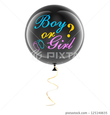 Boy Or Girl Gender Reveal Balloon. Gender reveal party or baby shower, concept. 3D rendering Boy Or Girl Gender Reveal Balloon. Gender reveal party or baby shower, concept. 3D rendering 125148635