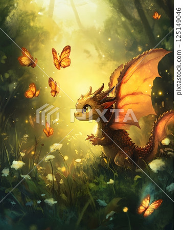 cute dinosaur in the forest 125149046