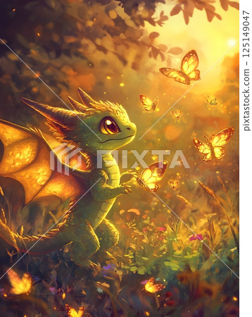 cute dinosaur in the forest 125149047