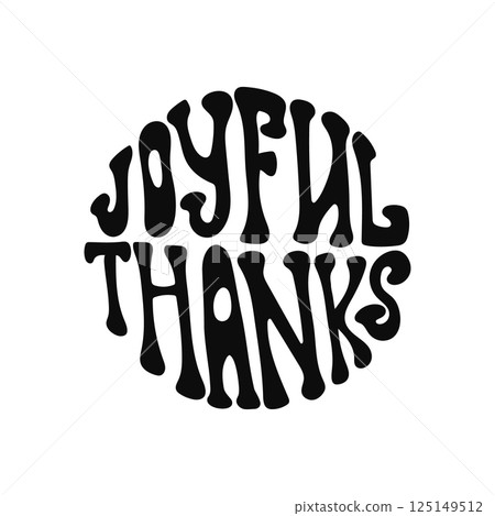 Retro circular groovy typography art with joyful 125149512