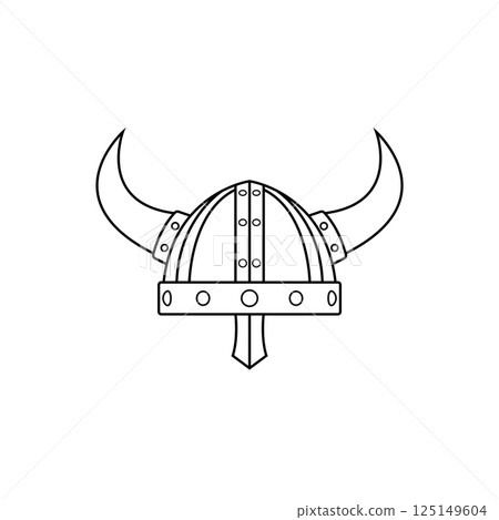 Viking Helmet Outline Icon Illustration on Isolated White Background Suitable for Scandinavia, Vikings, Barbarian Icon Viking Helmet Outline Icon Illustration on Isolated White Background Suitable for Scandinavia, Vikings, Barbarian Icon 125149604