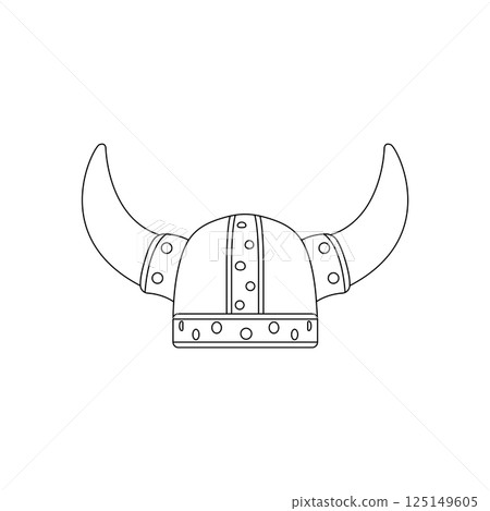 Viking Helmet Outline Icon Illustration on Isolated White Background 125149605