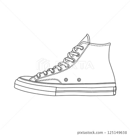 Sneakers Outline Icon Illustration on Isolated White Background Sneakers Outline Icon Illustration on Isolated White Background 125149638