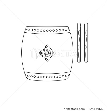 Taiko Drum Outline Icon Illustration on White Background 125149663