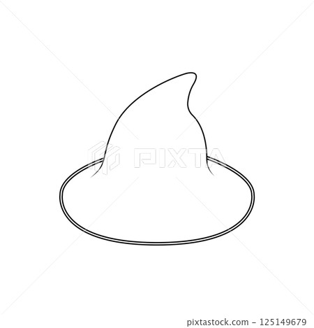 Witch Hat Outline Icon Illustration on White Background 125149679