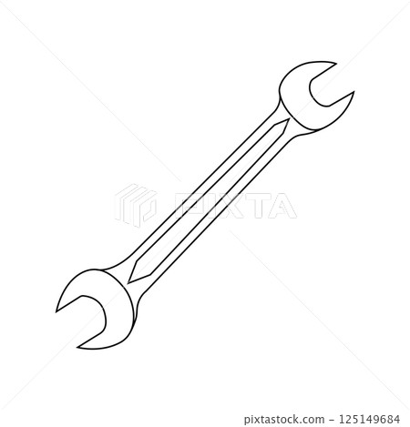 Wrench Outline Icon Illustration on White Background 125149684