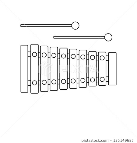 Xylophone Outline Icon Illustration on Isolated White Background 125149685