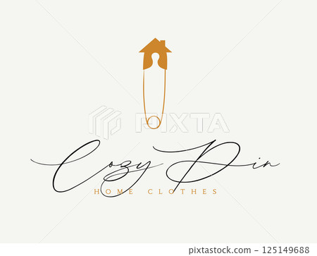 Safety pin cozy clothes label 125149688