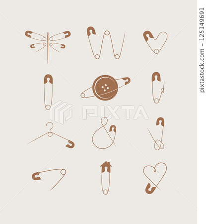 Safety pins minimalist style collection brown 125149691