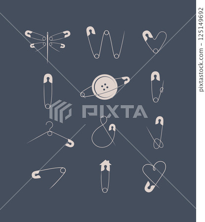 Safety pins minimalist style collection grey 125149692